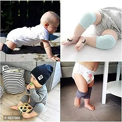 (Pack of 4 Pairs) Baby Knee Pads for Crawling, Anti-Slip Padded Stretchable Elastic Cotton Soft Breathable Comfortable Knee Cap Elbow Safety Protector,Multicolor-thumb3