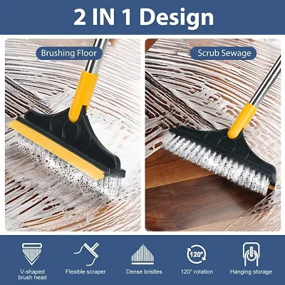 2 In 1 Removable Bathroom Kitchen Floor Scrub Brush Rotating