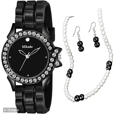 Mikado Black Shine Star Analog Watch for Women