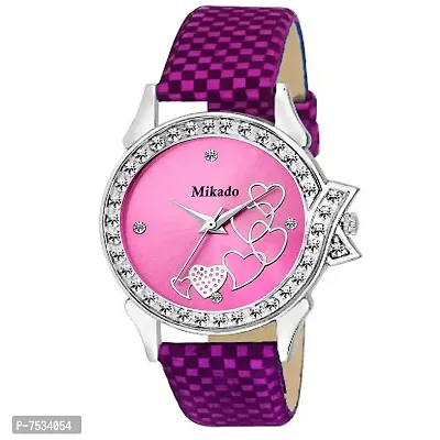 Mikado Analogue Women's  Girl's Watch (Pink Dial Pink Colored Strap)