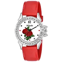 Mikado Romi Red Analog Wrist Watch with Red Heart Pendant for Girls and Women-thumb1