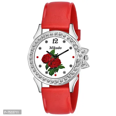 Mikado Romi Red Analog Wrist Watch with Red Heart Pendant for Girls and Women-thumb2