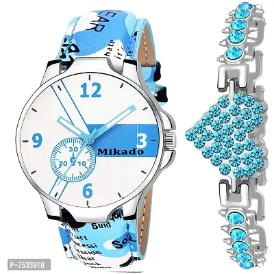 Mikado Couple Icon Wrist Watch Combo for Boy's and Girls-thumb0