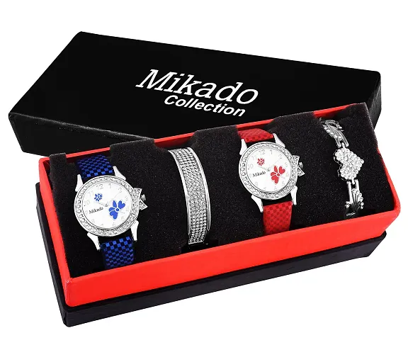 Mikado Exclusive Women Watches and Bracelet Combo Set for Casual and Party Wedding Occasion(Pack of 4)