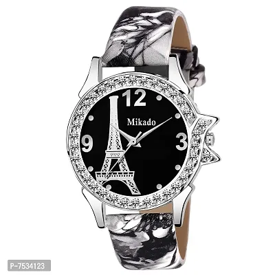 Mikado Artistic Love Symbol Eiffel Tower Paris Analogue Black Dial Women's Watch