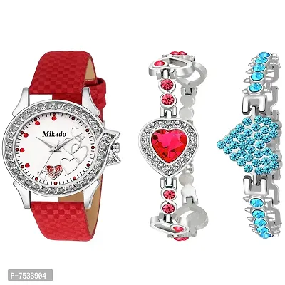 Mikado Heart Combination Unique Wrist Watch for Girls and Women