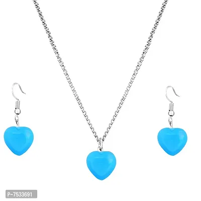 Mikado Stunning Sky Blue Heart Pendant For Women-thumb0