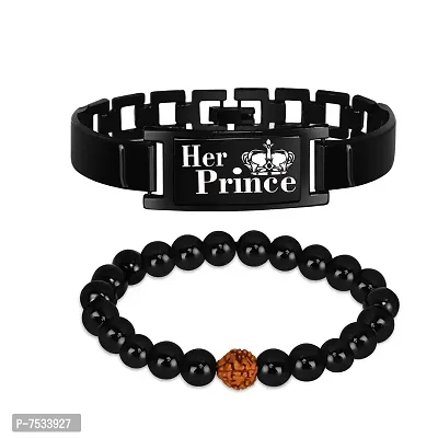 Mikado Black Beads Prince Bracelet For Men-thumb0