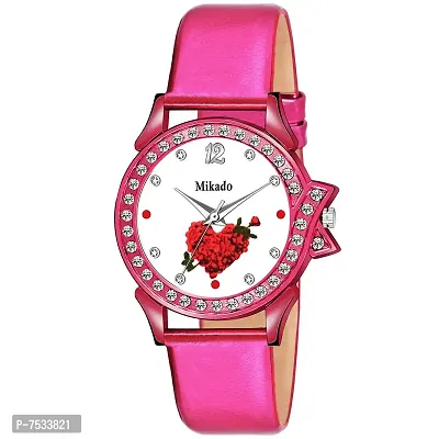 Mikado Heart Pink Analog Women Wrist Watches for Girls and Women