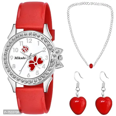 Mikado Ruby Red Analog Wrist Watches with Jewel Set for Women