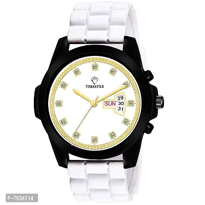 Mikado White High Day and Date Multi-Functional Watch with Designer Strap for Men