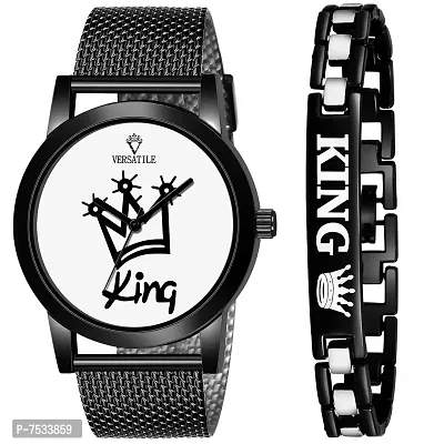Versatile Alluring King Watch and Bracelet for Men