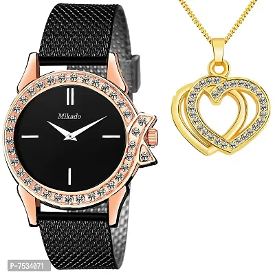 Mikado Gold Slim Watch and Pendant for Women