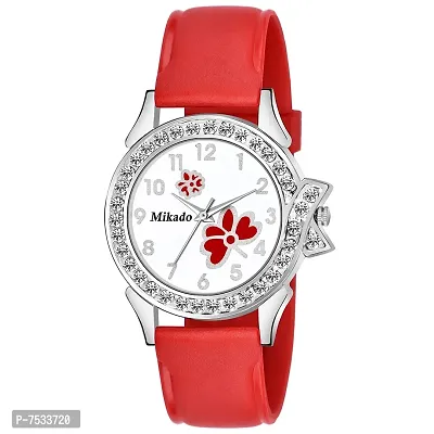 Mikado Ruby Red Analog Wrist Watches with Jewel Set for Women-thumb2