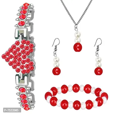 Mikado Red Gloriosa Unique Jewellery Set For Women