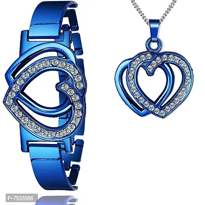 Mikado Beautiful Blue Heart Love Jewellery Set For Women