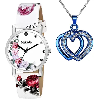 Mikado New White Olivia Watch White Beautiful Pendant for Girls