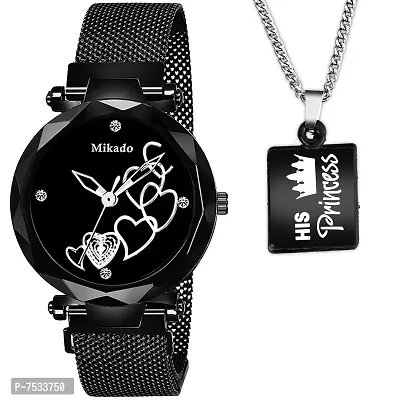 Mikado Black Princess Watch with Pendant for Women