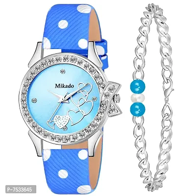 Mikado Sweet Blue Analog Watch and Bracelet for Women