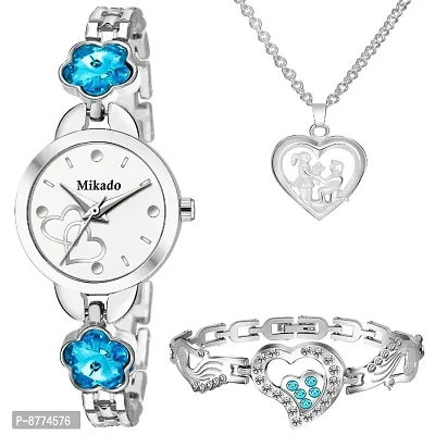 Classic Alloy Analog Watches with Bracelet and Necklace for Women
