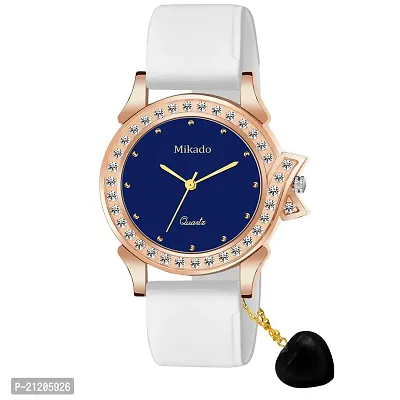 Mikado Gold Heart Charm Added Strap Analog watch for Women-thumb0