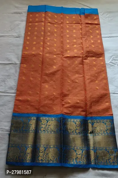 Beautiful Cotton Blend Saree With Blouse Piece For Women-thumb3