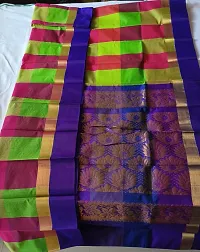 Stylish Multicoloured Cotton SIlk Saree With Blouse Piece-thumb1