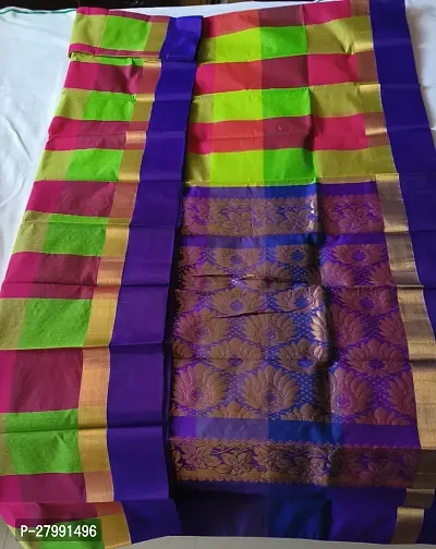 Stylish Multicoloured Cotton SIlk Saree With Blouse Piece-thumb2