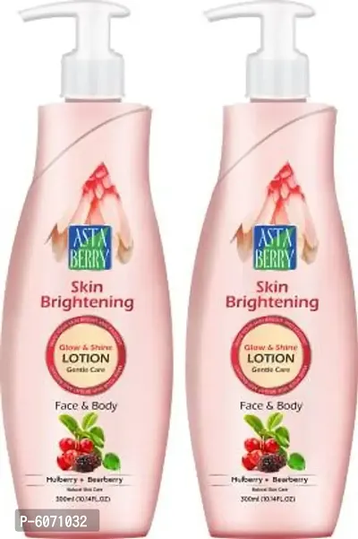 Astaberry Skin Brightening Body Lotion, Pack of 2, 300ml (2 x 300ml) - Bright and Radiant, Goodness Of Mulberry and Bearberry