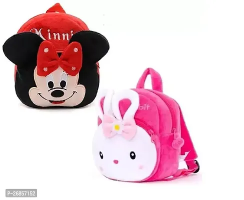 Stylish Multicoloured Minni Mouse And Cat School Bags For Kids Pack Of 2-thumb0