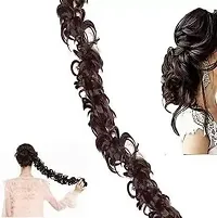 Frill Hair Extensions Stretchable Synthetic Frill 30 Inch Black Hairs-thumb1