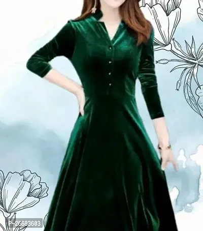 Stylish Green Cotton Solid Dresses For Women-thumb0