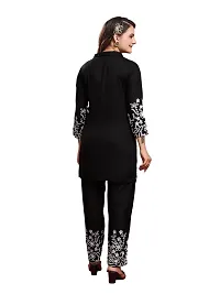 Attractive Beautiful Embroidered Black Cotton Kurta Set (Top and Bottom Set) For Girls or Womens | Women Embroidered Set | Women Embroidered Palazzo Set | Women Shirt Set | Women Cord Set | Womens Co-thumb3