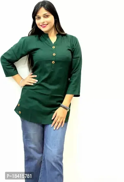 Stylish Cotton Rayon Solid Straight Kurta For Women