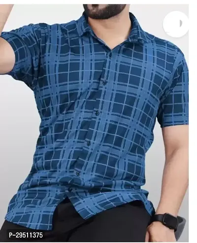 Reliable Blue Cotton Striped Short Sleeves Casual Shirts For Men-thumb0