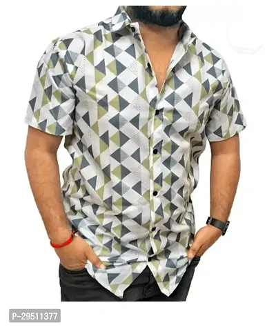 Reliable White Cotton Printed Short Sleeves Casual Shirts For Men-thumb0