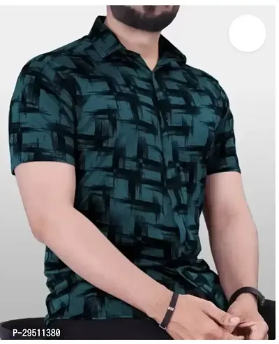 Reliable Green Cotton Printed Short Sleeves Casual Shirts For Men-thumb0