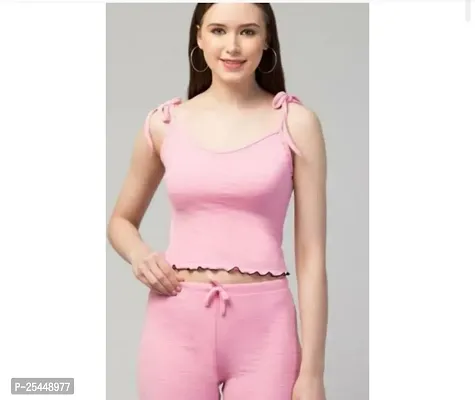 Elegant Pink Lycra Solid Top For Women