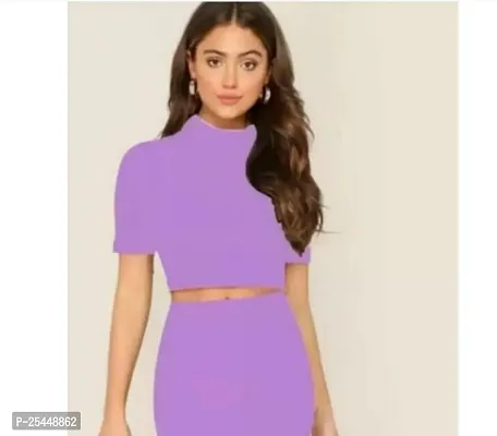 Elegant Purple Lycra Solid Top For Women
