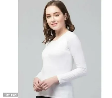 Elegant White Lycra Solid Top For Women