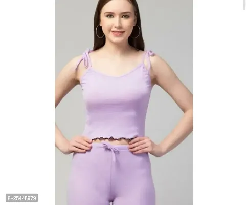 Elegant Purple Lycra Solid Top For Women