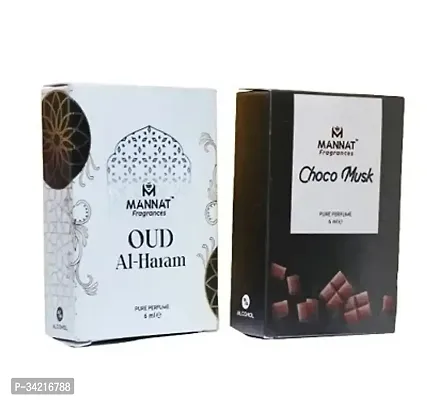 Oudh Al Haram and Choco Musk Attar, Concentrated Pure Perfume Oil 6 Ml Roll on Pack of 2