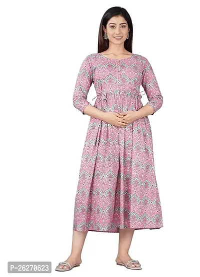 Womens Cotton Anarkali Maternity Printed Baby Feeding Kurta