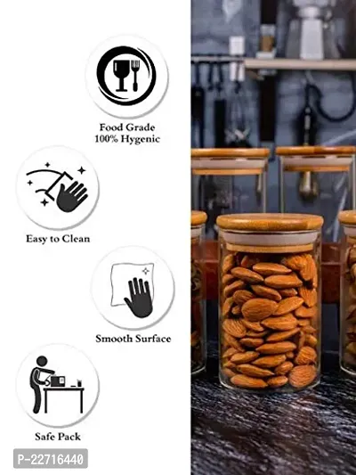 Glass Storage Jars With Sealed Wooden Lids - 270Ml
