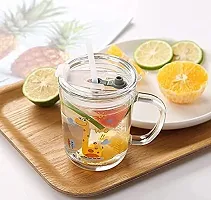 Glass Tumbler With Lid And Straw Coffee Mug 370Ml-thumb1