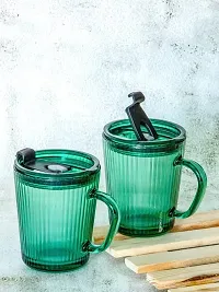 Glass Cups With Lids And Straw, 350Ml-thumb1