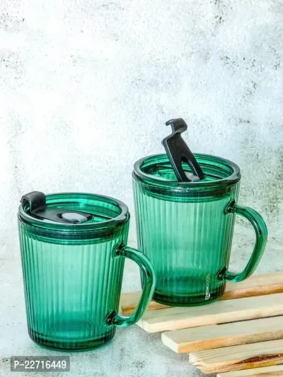 Glass Cups With Lids And Straw, 350Ml-thumb2