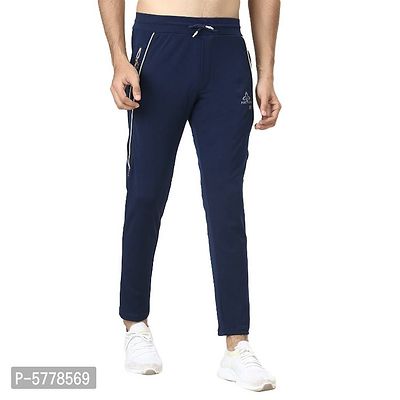 Men Stylish Slim Fit Dual Two Side Zipper Pockets Polyester Track Pant