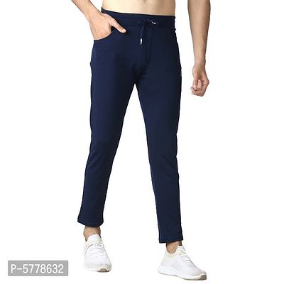 Men Slim Fit Casual Two Side Pockets Plain Polyester Stretchable Jogger Track Pant-thumb0