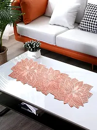 DPA Collection PVC Waterproof Soft  Cutwork Leaf Design Moulding Runner For Dining Table/Center Table Size(91x33)CM - Copper-thumb3